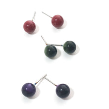 Load image into Gallery viewer, Ruby Emerald Amethyst Glow 8mm Triple Stud Earring Set