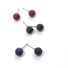 Load image into Gallery viewer, Ruby Emerald Amethyst Glow 8mm Triple Stud Earring Set