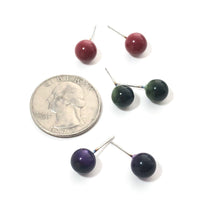 Load image into Gallery viewer, Ruby Emerald Amethyst Glow 8mm Triple Stud Earring Set
