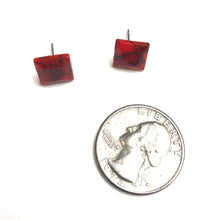 Load image into Gallery viewer, Rust Red Mosaic Flat Square Stud Earrings