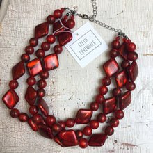 Load image into Gallery viewer, Deep Red with Diamonds Aura Glow Beaded Morgan Necklace