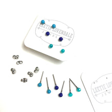 Load image into Gallery viewer, Turquoise &amp; Blues Ombre&#39; Studs Earrings Set
