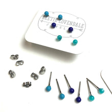 Load image into Gallery viewer, Turquoise &amp; Blues Ombre&#39; Studs Earrings Set