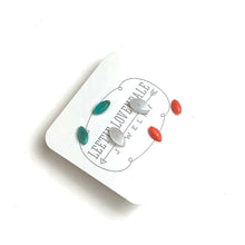 Load image into Gallery viewer, Turquoise White &amp; Dark Peach Tiny Marquis Studs Earrings Set