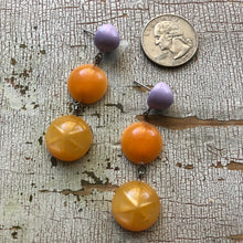 Load image into Gallery viewer, Lilac &amp; Tangerine Moonglow Star Tri Dot Drop Earrings