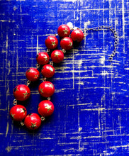 Load image into Gallery viewer, Red &amp; Gold Superstar Beaded Amelia Necklace
