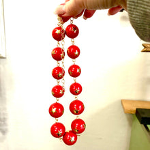 Load image into Gallery viewer, Red &amp; Gold Superstar Beaded Amelia Necklace