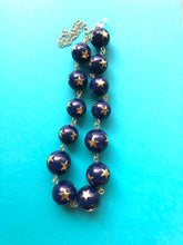 Load image into Gallery viewer, Navy Blue &amp; Gold Superstar Beaded Amelia Necklace