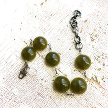 Load image into Gallery viewer, Olive Green Moonglow Disc Stations Bracelet
