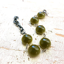 Load image into Gallery viewer, Olive Green Moonglow Disc Stations Bracelet