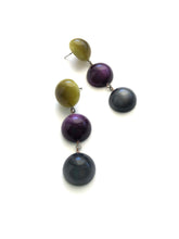 Load image into Gallery viewer, Olive Green Deep Purple &amp; Grey Moonglow Tri Dot Drop Earrings