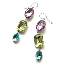 Load image into Gallery viewer, Pastel Story Shine On Gem Triple Drop Earrings
