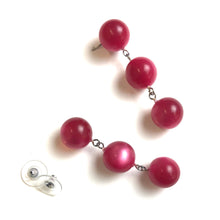 Load image into Gallery viewer, Cranberry Pink Moonglow Tri Dot Earrings