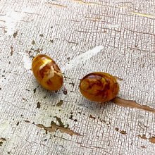 Load image into Gallery viewer, Honey Golden Amber Marbled Oval Stud Earrings