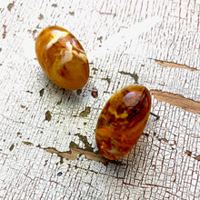 Load image into Gallery viewer, Honey Golden Amber Marbled Oval Stud Earrings