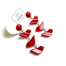 Load image into Gallery viewer, Cherry Red Love Bird Statement Earrings