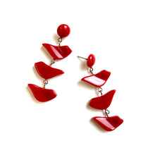 Load image into Gallery viewer, Cherry Red Love Bird Statement Earrings