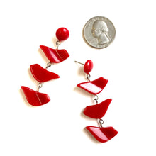 Load image into Gallery viewer, Cherry Red Love Bird Statement Earrings