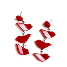 Load image into Gallery viewer, Cherry Red Love Bird Statement Earrings