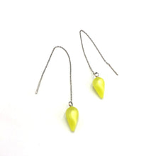 Load image into Gallery viewer, Citrus Yellow Moonglow Spike Threader Earrings