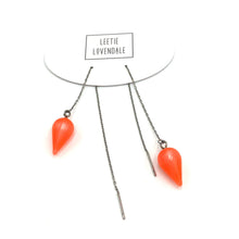 Load image into Gallery viewer, Neon Melon Moonglow Spike Threader Earrings
