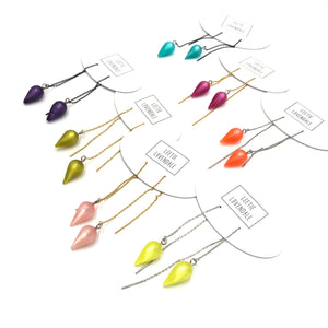Citrus Yellow Moonglow Spike Threader Earrings
