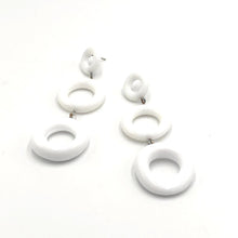 Load image into Gallery viewer, White Tri-Ring Statement Earrings