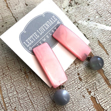 Load image into Gallery viewer, Pink &amp; Grey Moonglow Statement Lucite Drop Earrings