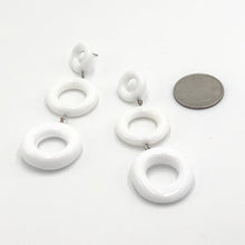 Load image into Gallery viewer, White Tri-Ring Statement Earrings