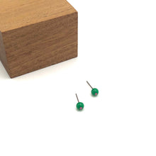 Load image into Gallery viewer, Green &amp; Pink Tiny Flower Ball Stud Earrings