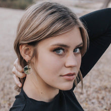 Load image into Gallery viewer, Sage Green Marbled Lucite Geo Drop Sarah Earrings