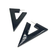 Load image into Gallery viewer, Black Bold Triangle Hoop Earrings