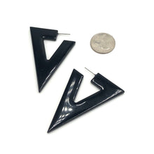 Load image into Gallery viewer, Black Bold Triangle Hoop Earrings