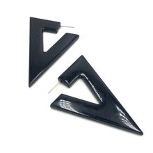 Load image into Gallery viewer, Black Bold Triangle Hoop Earrings