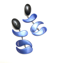 Load image into Gallery viewer, Periwinkle &amp; Charcoal Moonglow Statement Earrings