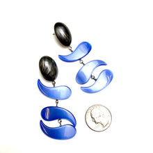 Load image into Gallery viewer, Periwinkle &amp; Charcoal Moonglow Statement Earrings