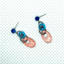 Load image into Gallery viewer, Capri Blue &amp; Peach Glitter Addie Earrings