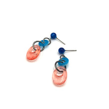 Load image into Gallery viewer, Capri Blue &amp; Peach Glitter Addie Earrings
