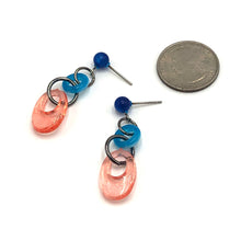 Load image into Gallery viewer, Capri Blue &amp; Peach Glitter Addie Earrings