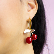 Load image into Gallery viewer, Cherry Charm 2-in-1 Hoops