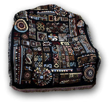Load image into Gallery viewer, DaDa Bedding Elegant Tapestry Throw Blanket, Ethnic Ornaments Geometric Black - 50” x 60” (7174)