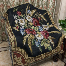 Load image into Gallery viewer, Tache Floral Wheat Bouquet Harvest Tapestry Throw with Fringe (1358)