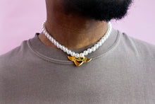 Load image into Gallery viewer, Pearly Winged Heart Charm Choker Necklace