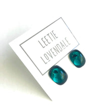 Load image into Gallery viewer, Emerald Green Foil Rectangle Stud Earrings