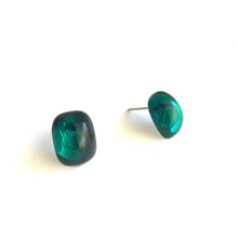 Load image into Gallery viewer, Emerald Green Foil Rectangle Stud Earrings