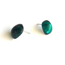 Load image into Gallery viewer, Emerald Green Foil Rectangle Stud Earrings