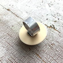 Load image into Gallery viewer, Cream &amp; Marbled Turquoise Layered Lucite Silver Cocktail Ring