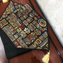 Load image into Gallery viewer, DaDa Bedding Ethnic Ornaments Geometric Black Elegant Woven Tapestry Dining Table Runner (18118)