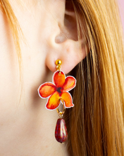 Load image into Gallery viewer, Plumeria Drop Earrings