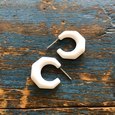 White Scalloped Mini Kit Hoop Earrings